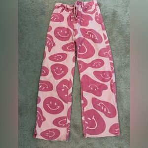 Pink Smiley Face Patterned Pants